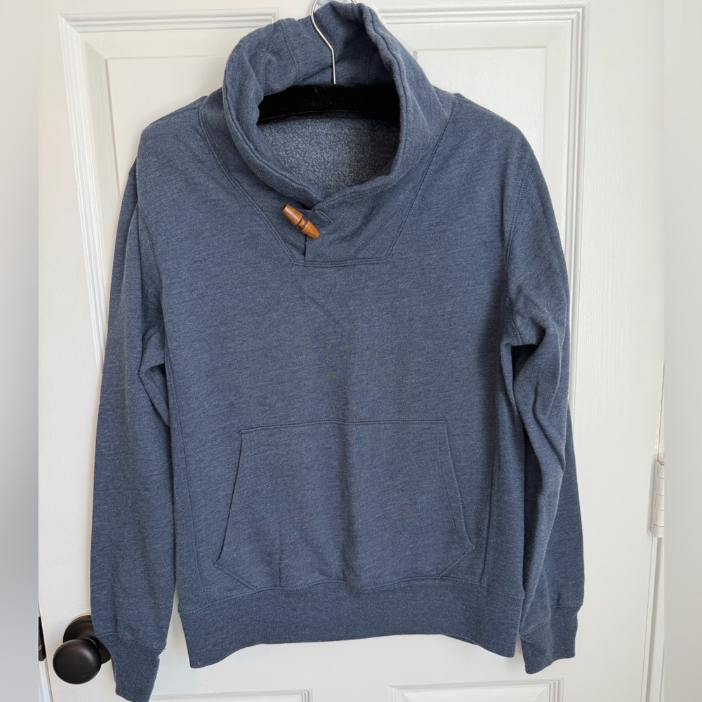 Men's GAP Denim Blue Fleece Pullover High Collar